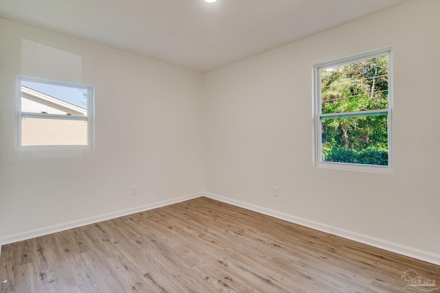 empty room featuring a wealth of natural light and light wood-type flooring