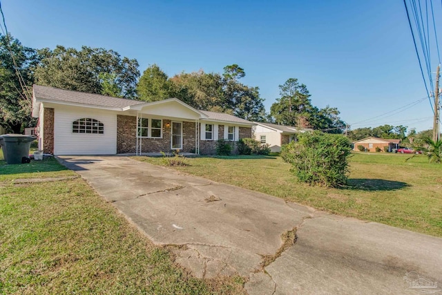 ranch-style house with a front lawn