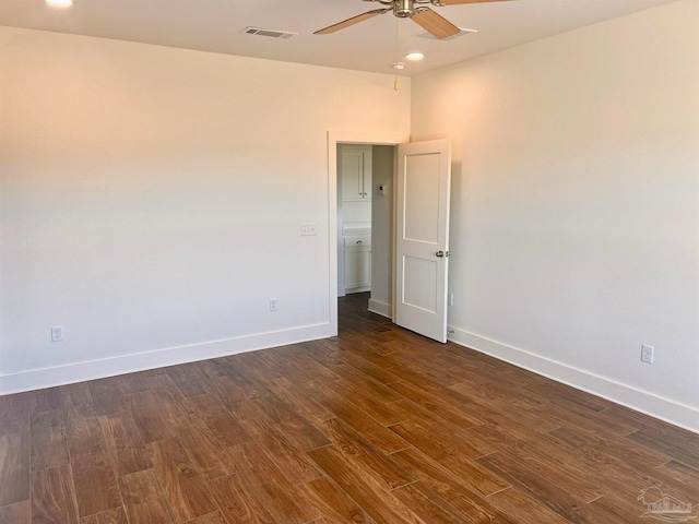 4420 Russell Elliott Rd, Jay, FL 32565 - unfurnished room featuring a ceiling fan, baseboards, dark wood-type flooring, and recessed lighting