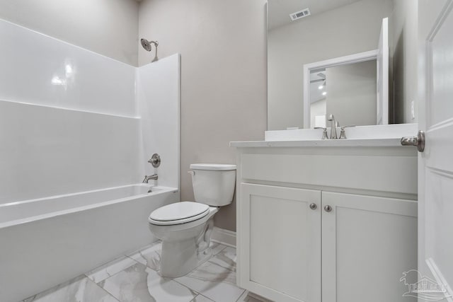 4420 Russell Elliott Rd, Jay, FL 32565 - bathroom with toilet, marble finish flooring, shower / bath combination, vanity, and baseboards