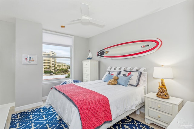 bedroom featuring ceiling fan