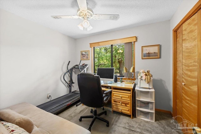 1948 Tanbark Dr, Milton, FL 32583 - carpeted office space with a textured ceiling and a ceiling fan
