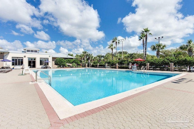 view of pool featuring a patio