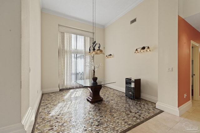 2715 Masters Blvd, Navarre, FL 32566 - unfurnished dining area with ornamental molding and a chandelier