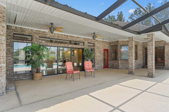 2715 Masters Blvd, Navarre, FL 32566 - view of patio / terrace featuring a ceiling fan, an outdoor pool, and a lanai