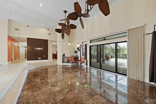 2715 Masters Blvd, Navarre, FL 32566 - common area featuring a high ceiling, crown molding, and recessed lighting
