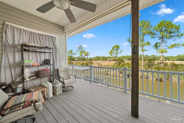 7730 Sunfish Ln, Milton, FL 32583 - wooden deck with ceiling fan