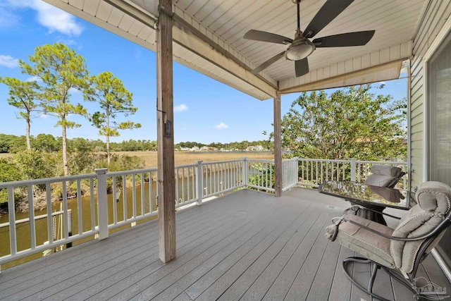 7730 Sunfish Ln, Milton, FL 32583 - wooden deck featuring a ceiling fan