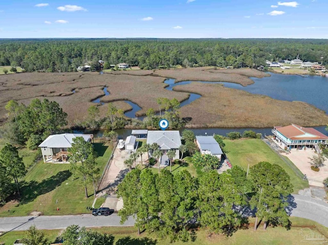 7730 Sunfish Ln, Milton, FL 32583 - aerial view featuring a water view and a forest view