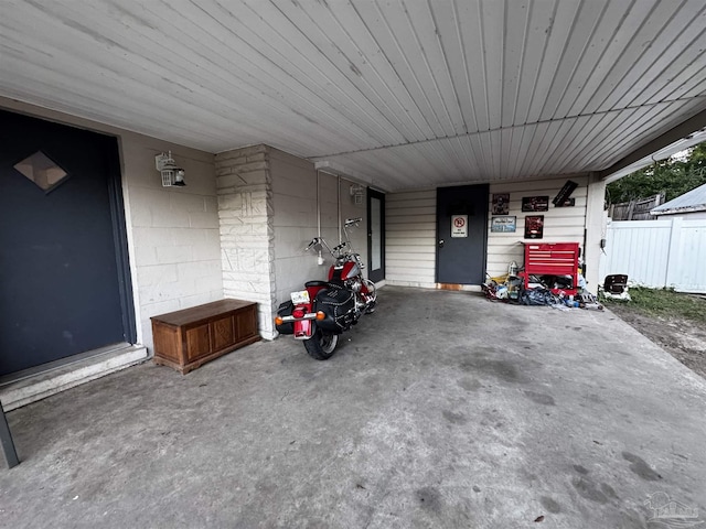 view of garage