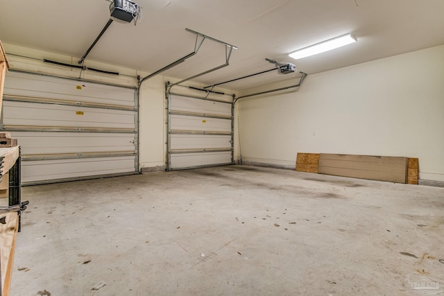 garage with a garage door opener