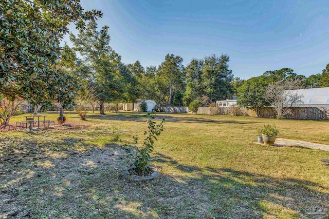 view of yard with a shed