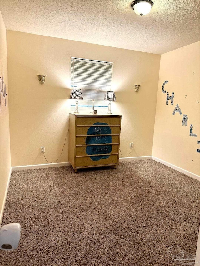 bedroom featuring carpet floors and a textured ceiling