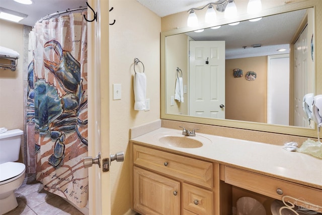 13753 Perdido Key Dr Unit 608, Pensacola, FL 32507 - bathroom with vanity, toilet, a shower with curtain, and tile patterned flooring