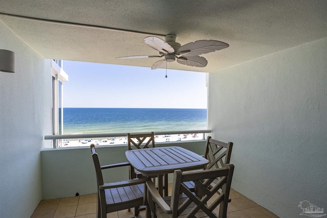 13753 Perdido Key Dr Unit 608, Pensacola, FL 32507 - balcony featuring a water view, ceiling fan, and a view of the beach