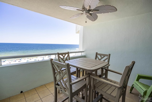 13753 Perdido Key Dr Unit 608, Pensacola, FL 32507 - balcony featuring a water view, a ceiling fan, and a view of the beach