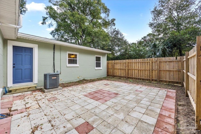 view of patio featuring central AC unit