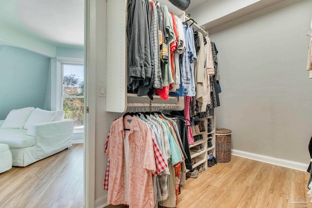 spacious closet featuring wood finished floors