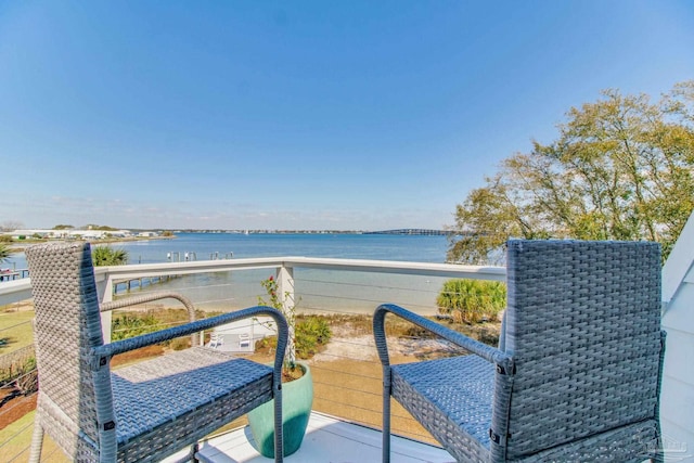 balcony with a water view