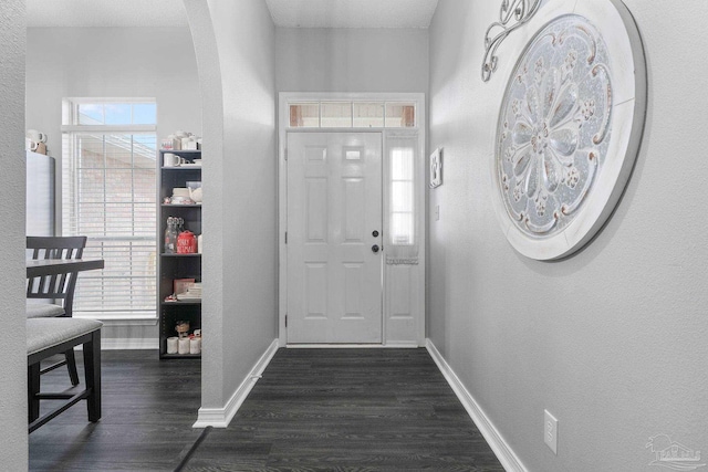 entryway with dark hardwood / wood-style floors