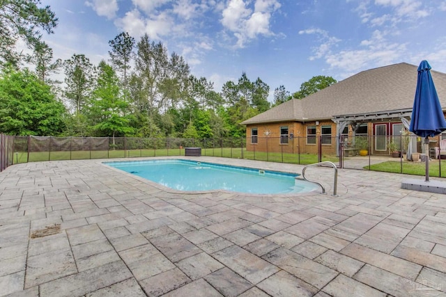 view of pool with fence, a patio, and a fenced in pool