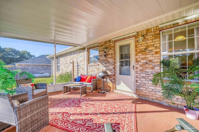 view of patio with covered porch and grilling area