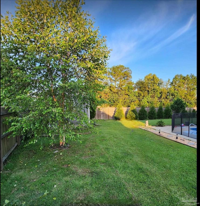 view of yard featuring a fenced backyard