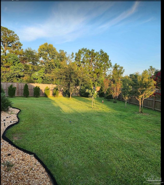 view of yard featuring a fenced backyard