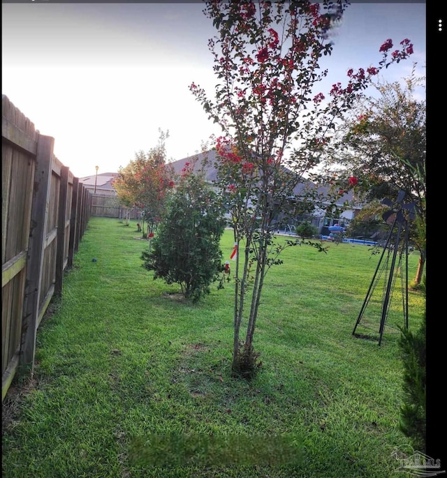 view of yard featuring a fenced backyard