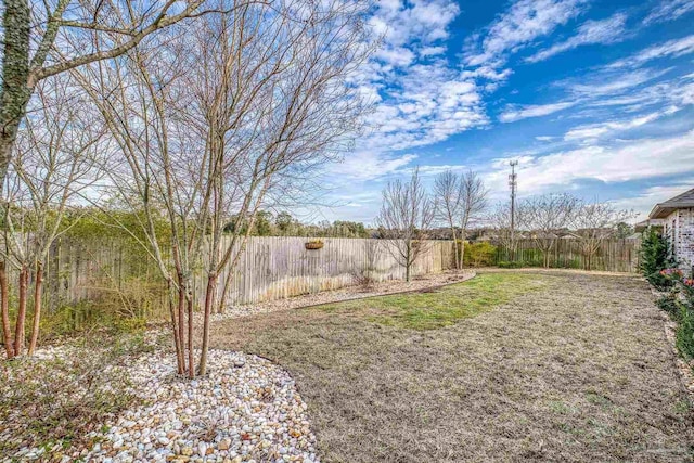 view of yard featuring a fenced backyard