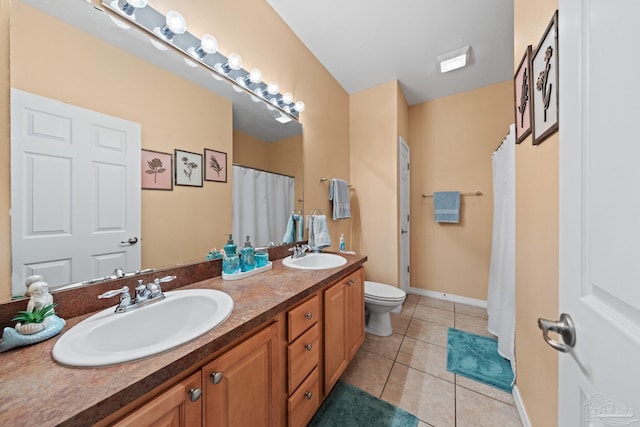 10108 Castleberry Blvd, Pensacola, FL 32526 - full bath with double vanity, tile patterned flooring, and a shower with shower curtain