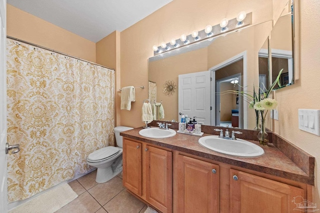 10108 Castleberry Blvd, Pensacola, FL 32526 - bathroom with double vanity, tile patterned floors, and a shower with curtain