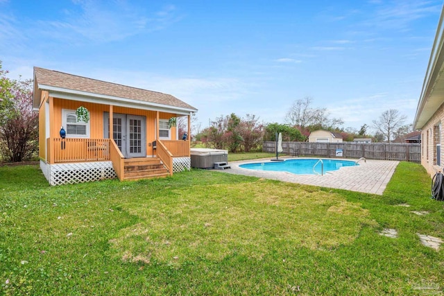 10108 Castleberry Blvd, Pensacola, FL 32526 - view of pool featuring a fenced backyard, french doors, and a hot tub