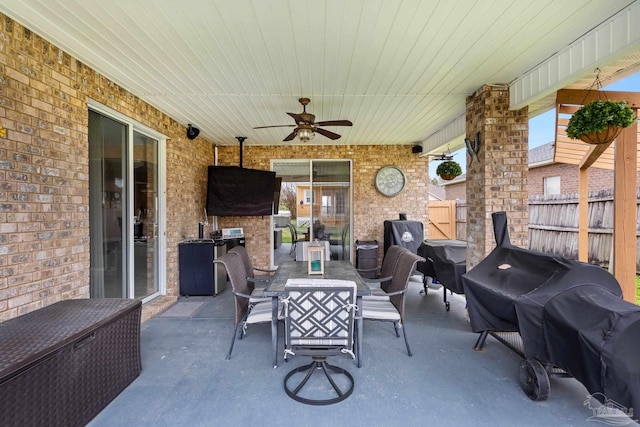 10108 Castleberry Blvd, Pensacola, FL 32526 - view of patio / terrace featuring ceiling fan, outdoor dining area, and a grill
