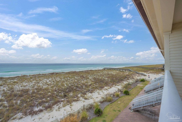 view of water feature featuring a beach view