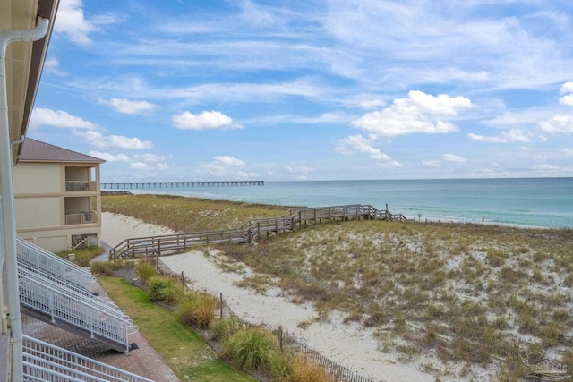 property view of water featuring a view of the beach