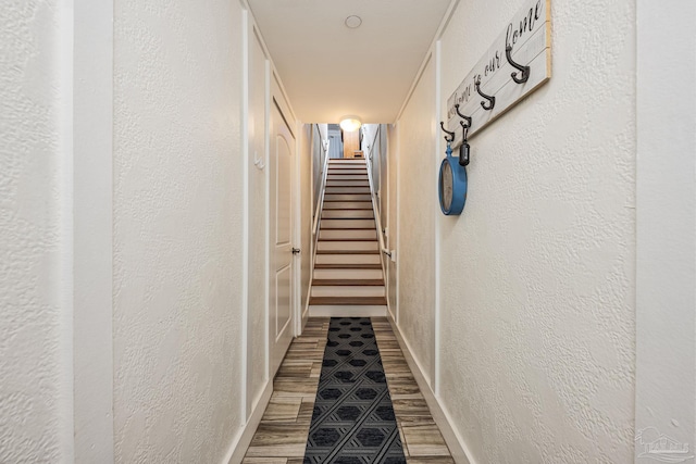 hallway with wood-type flooring