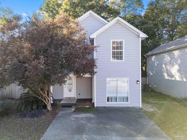 view of front of property with central AC unit