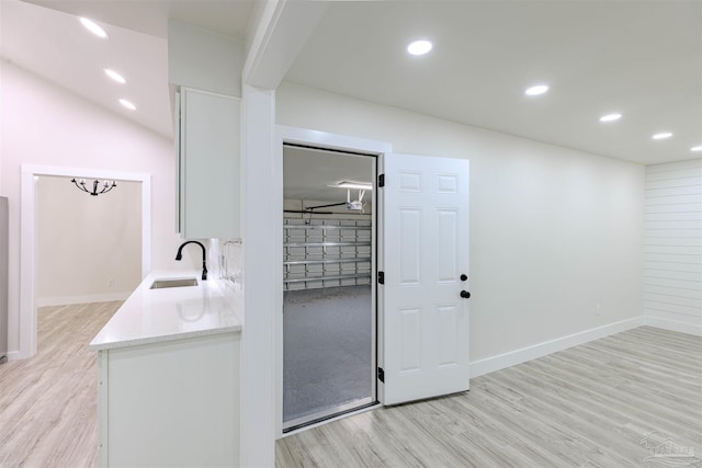 bathroom featuring hardwood / wood-style floors and vanity