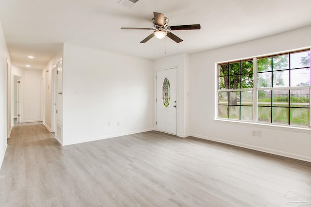 8123 Mobile Hwy, Pensacola, FL 32526 - entrance foyer with light wood-style floors, ceiling fan, baseboards, and recessed lighting