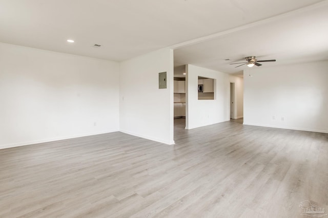 8123 Mobile Hwy, Pensacola, FL 32526 - empty room with wood finished floors, a ceiling fan, baseboards, and recessed lighting