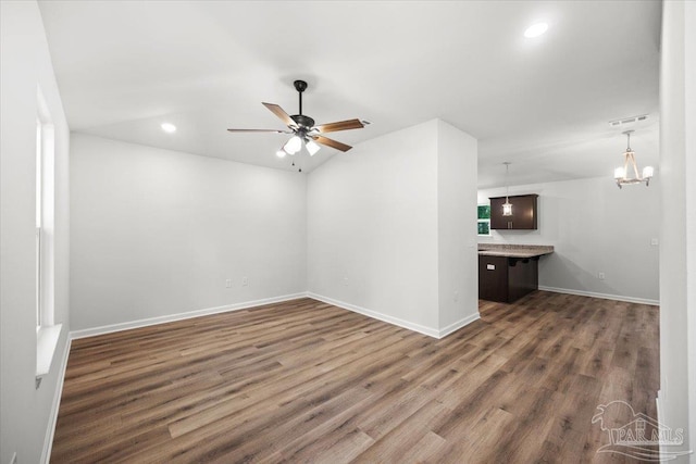5621 Kingery Rd, Milton, FL 32583 - empty room featuring a ceiling fan, wood finished floors, baseboards, and recessed lighting