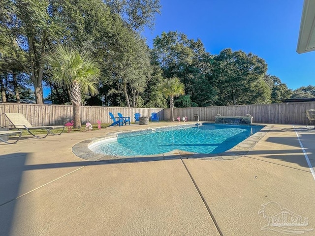 view of swimming pool featuring a patio area