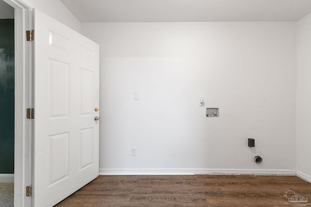 laundry room with washer hookup, dark wood-type flooring, and hookup for an electric dryer