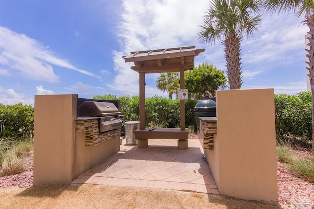 view of patio / terrace featuring area for grilling and an outdoor kitchen