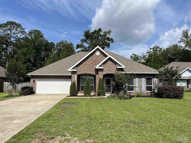 view of front of home featuring a garage and a front yard