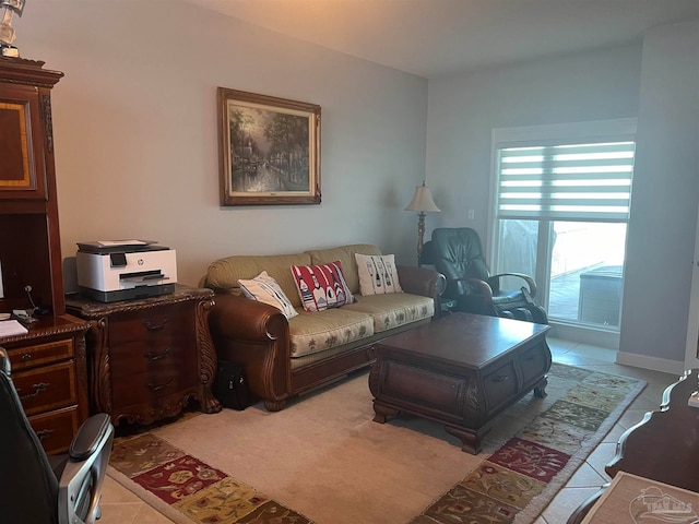 view of tiled living room