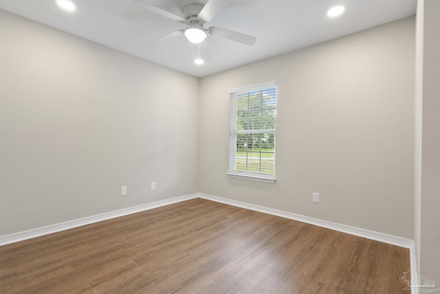 1010 W Lloyd St, Pensacola, FL 32501 - unfurnished room with baseboards, wood finished floors, ceiling fan, and recessed lighting