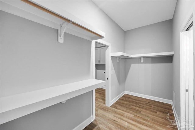 spacious closet with hardwood / wood-style flooring