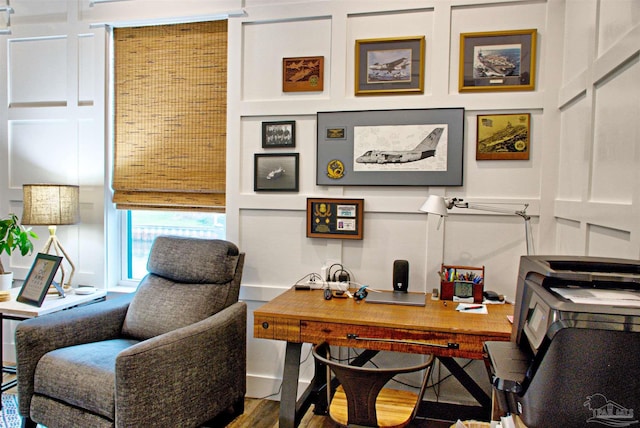 office area featuring wood finished floors